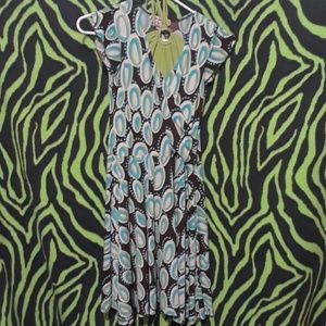 Blue, green and brown dress